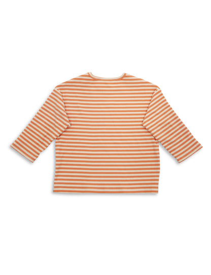 Burnt Orange Oversized Stripe Long sleeve T-shirt